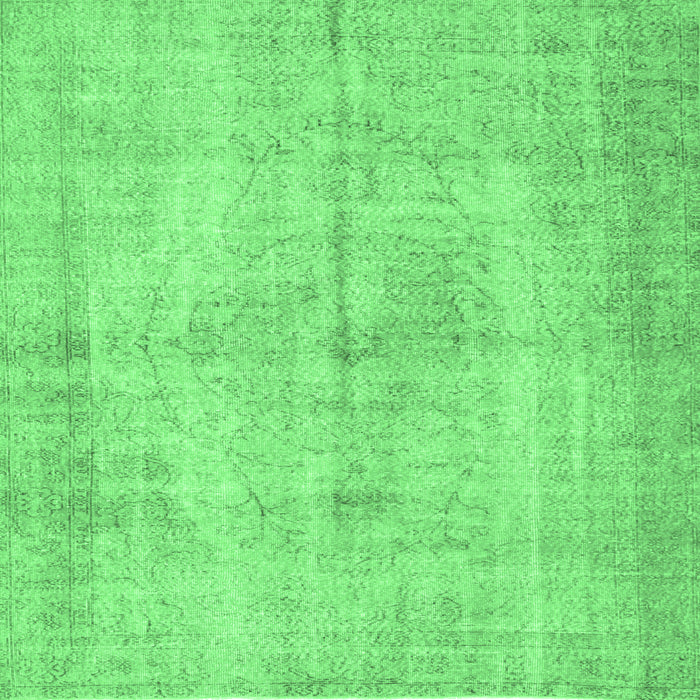 Square Machine Washable Abstract Emerald Green Contemporary Area Rugs, wshcon735emgrn
