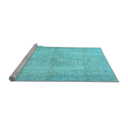 Sideview of Machine Washable Abstract Light Blue Contemporary Rug, wshcon735lblu