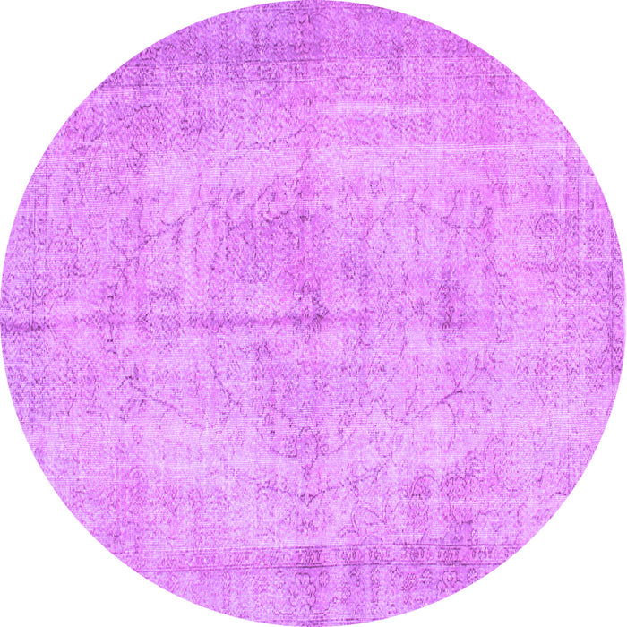 Round Abstract Purple Contemporary Rug, con735pur