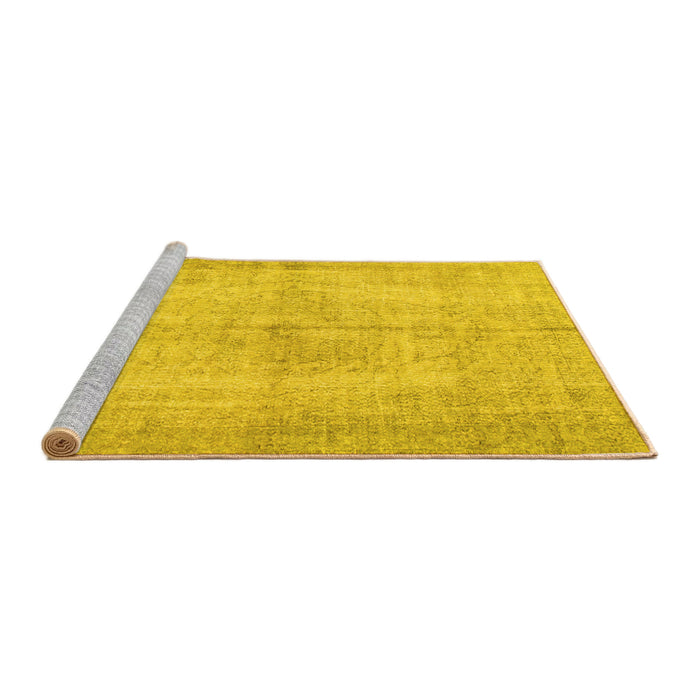 Sideview of Machine Washable Abstract Yellow Contemporary Rug, wshcon735yw