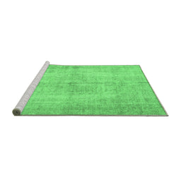 Sideview of Machine Washable Abstract Emerald Green Contemporary Area Rugs, wshcon735emgrn