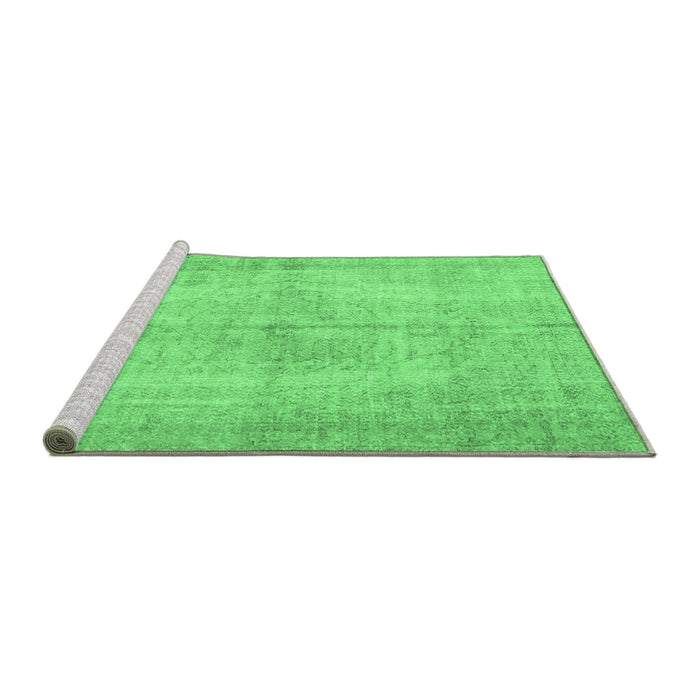 Sideview of Machine Washable Abstract Emerald Green Contemporary Area Rugs, wshcon735emgrn