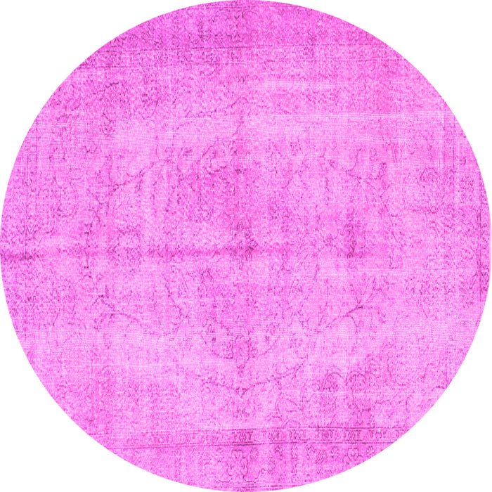 Round Machine Washable Abstract Pink Contemporary Rug, wshcon735pnk