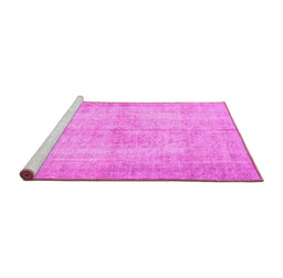 Sideview of Machine Washable Abstract Pink Contemporary Rug, wshcon735pnk