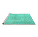Sideview of Machine Washable Abstract Turquoise Contemporary Area Rugs, wshcon735turq