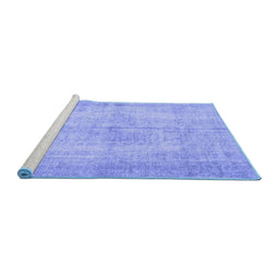Sideview of Machine Washable Abstract Blue Contemporary Rug, wshcon735blu