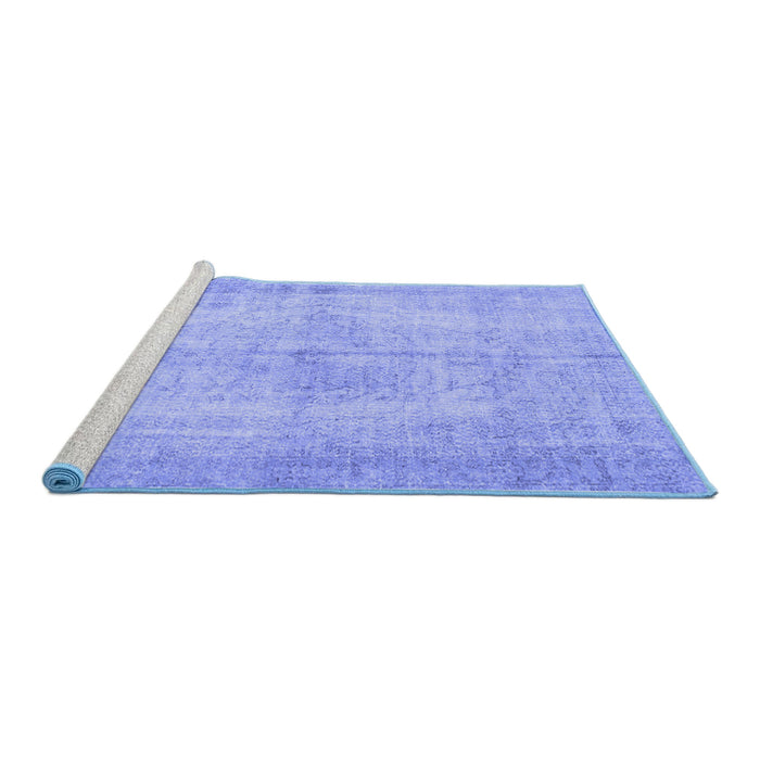 Sideview of Machine Washable Abstract Blue Contemporary Rug, wshcon735blu