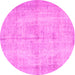 Round Abstract Pink Contemporary Rug, con735pnk