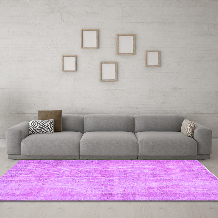 Machine Washable Abstract Purple Contemporary Area Rugs in a Living Room, wshcon735pur