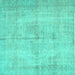 Square Abstract Turquoise Contemporary Rug, con735turq