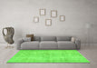 Machine Washable Abstract Green Contemporary Area Rugs in a Living Room,, wshcon735grn