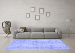 Machine Washable Abstract Blue Contemporary Rug in a Living Room, wshcon735blu