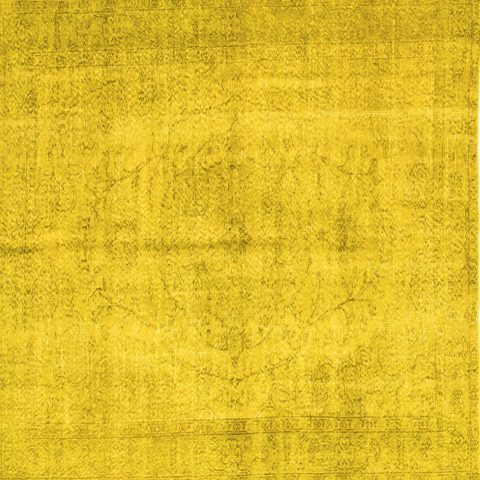 Square Machine Washable Abstract Yellow Contemporary Rug, wshcon735yw