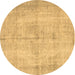 Round Abstract Brown Contemporary Rug, con735brn