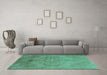 Machine Washable Abstract Turquoise Contemporary Area Rugs in a Living Room,, wshcon736turq