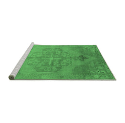 Sideview of Machine Washable Abstract Emerald Green Contemporary Area Rugs, wshcon736emgrn