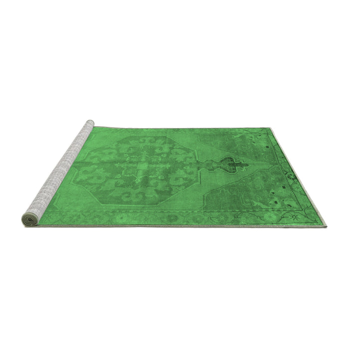 Sideview of Machine Washable Abstract Emerald Green Contemporary Area Rugs, wshcon736emgrn