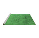 Sideview of Machine Washable Abstract Emerald Green Contemporary Area Rugs, wshcon736emgrn