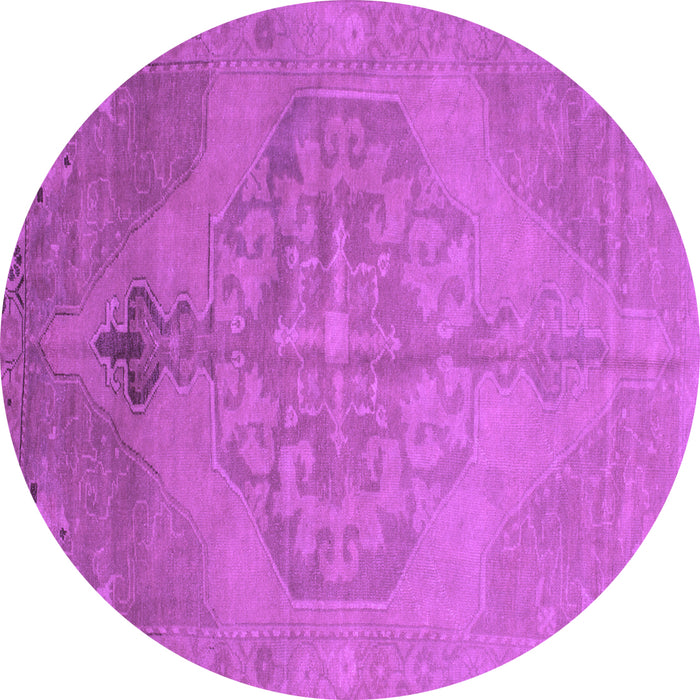 Round Abstract Purple Contemporary Rug, con736pur