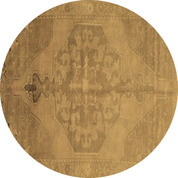 Round Abstract Brown Contemporary Rug, con736brn