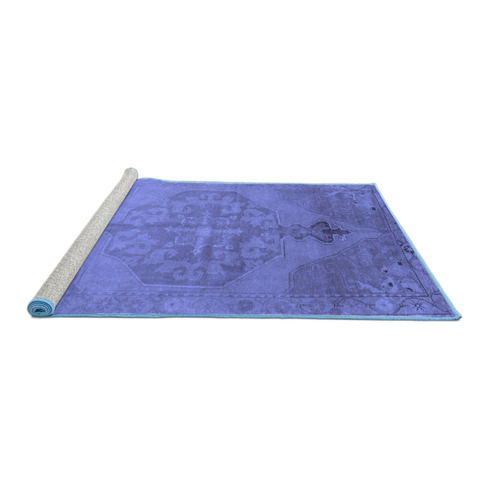 Sideview of Machine Washable Abstract Blue Contemporary Rug, wshcon736blu