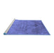 Sideview of Machine Washable Abstract Blue Contemporary Rug, wshcon736blu