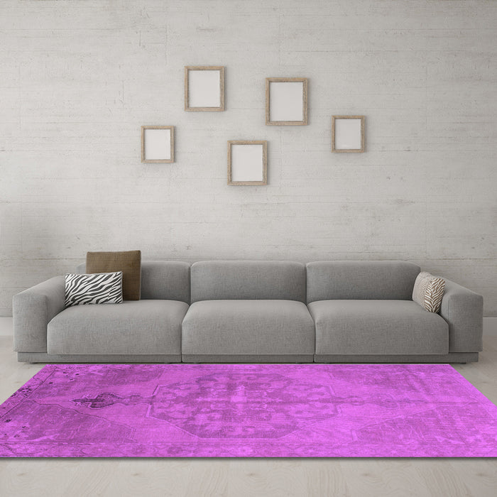 Machine Washable Abstract Purple Contemporary Area Rugs in a Living Room, wshcon736pur