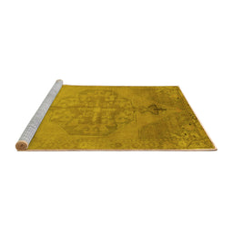 Sideview of Machine Washable Abstract Yellow Contemporary Rug, wshcon736yw