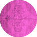 Round Abstract Pink Contemporary Rug, con736pnk