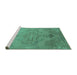 Sideview of Machine Washable Abstract Turquoise Contemporary Area Rugs, wshcon736turq