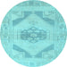 Round Machine Washable Abstract Light Blue Contemporary Rug, wshcon737lblu