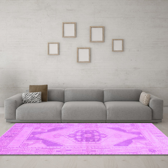 Machine Washable Abstract Purple Contemporary Area Rugs in a Living Room, wshcon737pur
