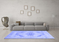 Machine Washable Abstract Blue Contemporary Rug, wshcon737blu