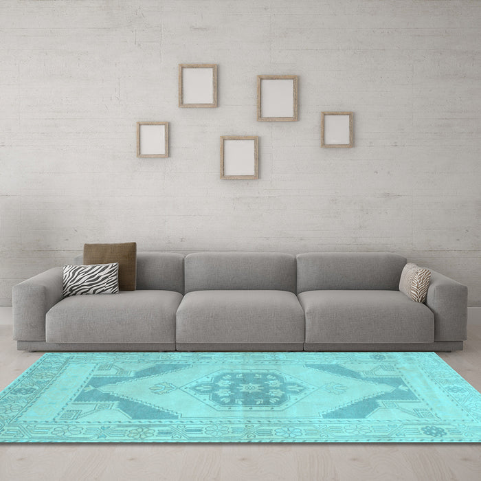 Machine Washable Abstract Light Blue Contemporary Rug in a Living Room, wshcon737lblu