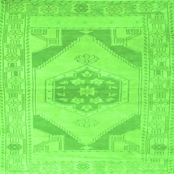 Serging Thickness of Abstract Green Contemporary Rug, con737grn