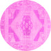 Round Abstract Pink Contemporary Rug, con737pnk