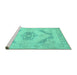 Sideview of Machine Washable Abstract Turquoise Contemporary Area Rugs, wshcon737turq