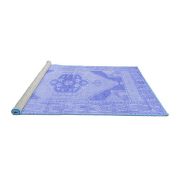 Sideview of Machine Washable Abstract Blue Contemporary Rug, wshcon737blu