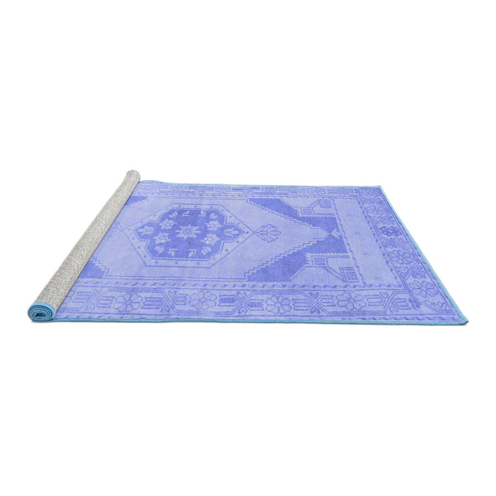 Sideview of Machine Washable Abstract Blue Contemporary Rug, wshcon737blu