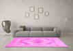 Machine Washable Abstract Pink Contemporary Rug in a Living Room, wshcon737pnk