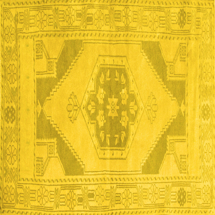 Square Machine Washable Abstract Yellow Contemporary Rug, wshcon737yw