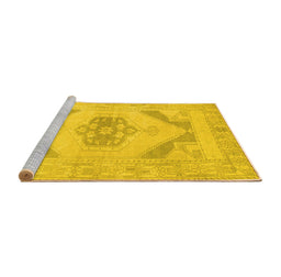 Sideview of Machine Washable Abstract Yellow Contemporary Rug, wshcon737yw
