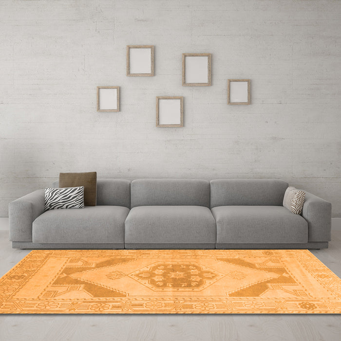 Machine Washable Abstract Orange Contemporary Area Rugs in a Living Room, wshcon737org