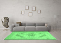 Machine Washable Abstract Emerald Green Contemporary Rug, wshcon737emgrn