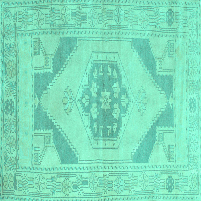 Square Abstract Turquoise Contemporary Rug, con737turq