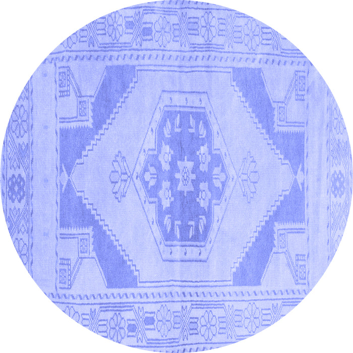 Round Machine Washable Abstract Blue Contemporary Rug, wshcon737blu