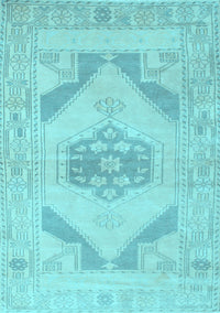 Abstract Light Blue Contemporary Rug, con737lblu