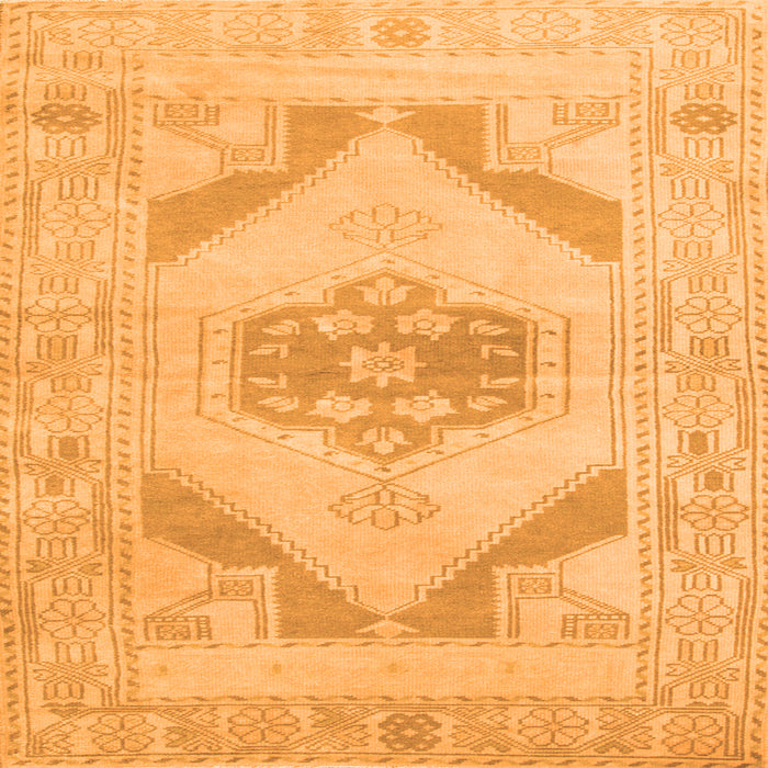 Round Machine Washable Abstract Orange Contemporary Area Rugs, wshcon737org