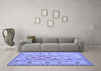 Machine Washable Oriental Blue Traditional Rug, wshcon738blu