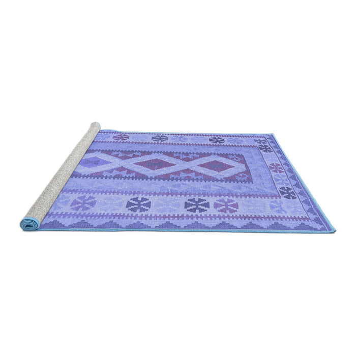 Sideview of Machine Washable Oriental Blue Traditional Rug, wshcon738blu